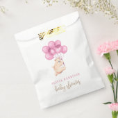 可愛い水彩熊ピンクバルーン赤ちゃんシャワー フェイバーバッグ (封をした状態)