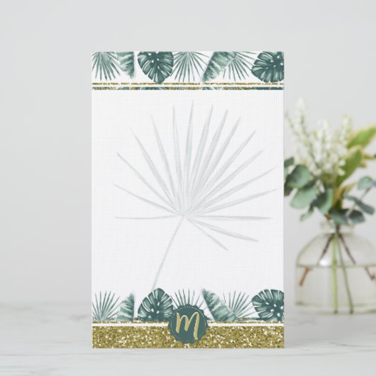 可愛い水彩熱帯葉産02 便箋 (スタンド正面)