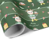 可愛い水彩牛ホールディングバンドケーキのクリスマス ラッピングペーパー (ロールコーナー)
