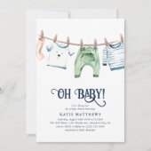 可愛い水彩男の子オつるベイビーシャワー 招待状 (正面)