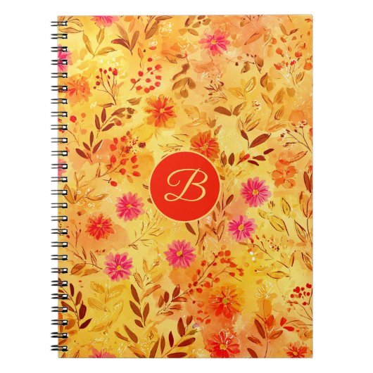 可愛い水彩画の野の花 ノートブック (正面)