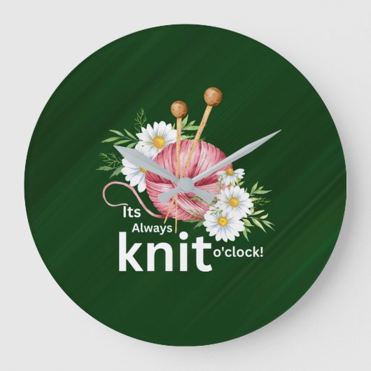 可愛い水彩糸&ニット時は必ずニット ラージ壁時計 (正面)