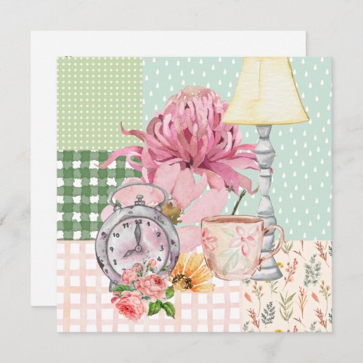 可愛い水彩背景植物青 (正面/裏面)