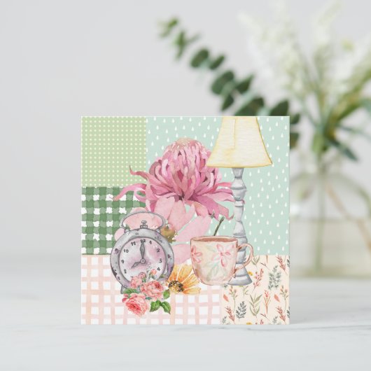 可愛い水彩背景植物青 (スタンド正面)