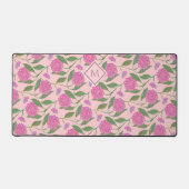 可愛い水彩自由花パターガーリーン デスクマット (正面)