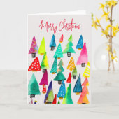 可愛い水彩色のクリスマスツリー カード (黄色い花)