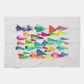 可愛い水彩色のクリスマスツリー キッチンタオル (横)