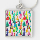 可愛い水彩色のクリスマスツリー キーホルダー (正面)