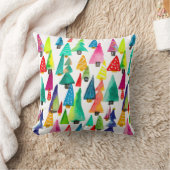 可愛い水彩色のクリスマスツリー クッション (ブランケット)