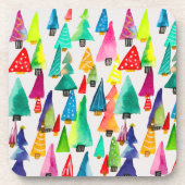 可愛い水彩色のクリスマスツリー コースター (正面)