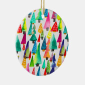 可愛い水彩色のクリスマスツリー セラミックオーナメント (右)