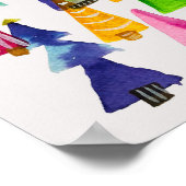 可愛い水彩色のクリスマスツリー ポスター (角)