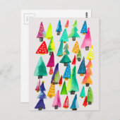 可愛い水彩色のクリスマスツリー ポストカード (正面/裏面)
