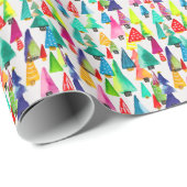 可愛い水彩色のクリスマスツリー ラッピングペーパー (ロールコーナー)