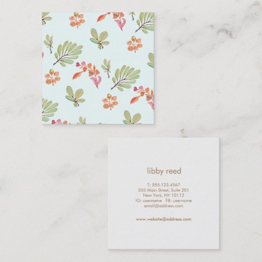 可愛い水彩花模様ママ呼び出しカード コーリングカード (正面/裏面)