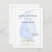 可愛い水彩青い綿菓子ベビーシャワー インビテーションポストカード (正面/裏面)