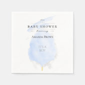 可愛い水彩青い綿菓子ベビーシャワー スタンダードカクテルナプキン (正面)