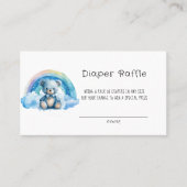 可愛い水彩青テディベアおむつラッフル 名刺 (正面)