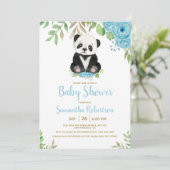 可愛い水彩青少年クマ赤ちゃんシャワー写真 招待状 (スタンド正面)