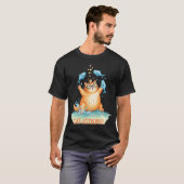 可愛い水彩風の猫と魚のイラスト キャット・アストロフィ Tシャツ (正面フル)