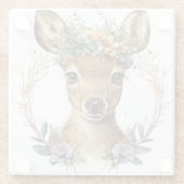 可愛い水彩鹿の花リース ガラスコースター (裏面)