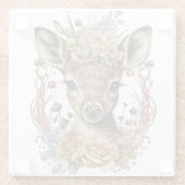 可愛い水彩鹿の花リース ガラスコースター (裏面)