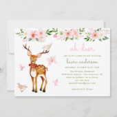 可愛い水彩鹿林の赤ちゃんシャワー 招待状 (正面)
