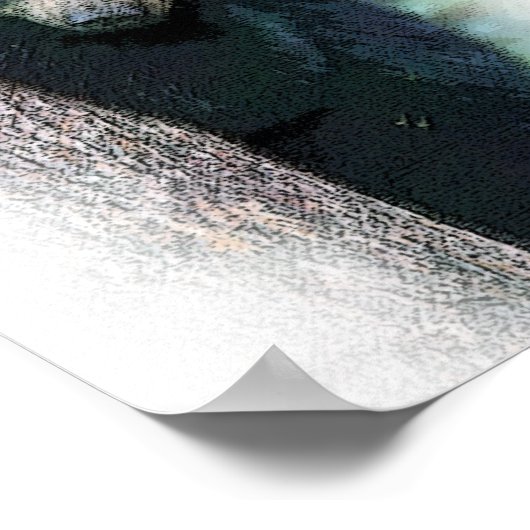 可愛い水彩黒熊の木の子 ポスター (角)