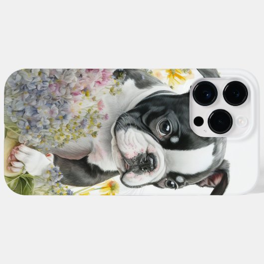 可愛い水彩黒白ボストンテリア Case-Mate iPhoneケース (裏面 (横))