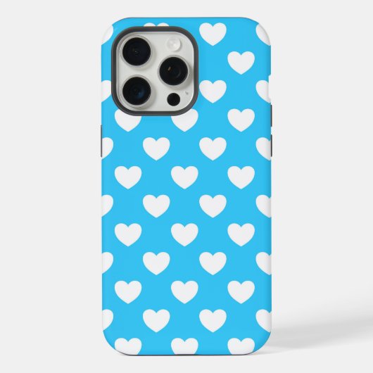可愛い水玉ハートのライトブルー iPhoneケース (裏面)