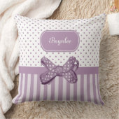 可愛い水玉模様ガーリーバウストライプラベンダーの名前 クッション (ブランケット)