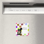 可愛い水玉模様ブラックキティ猫カスタマイズ可能マグネット マグネット (インサイチュ (食洗機))