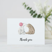 可愛い水色がベビーシャワーを付ける サンキューカード (スタンド正面)