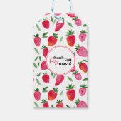 可愛い水色のイチゴのパタ感謝していーン ギフトタグ (正面)