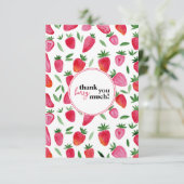 可愛い水色のイチゴのパタ感謝していーン サンキューカード (スタンド正面)