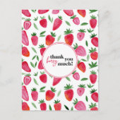 可愛い水色のイチゴのパタ感謝していーン ポストカード (正面)