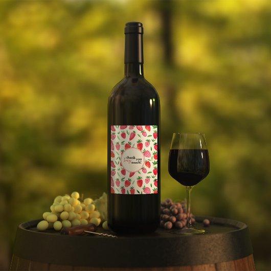 可愛い水色のイチゴのパタ感謝していーン ワインラベル