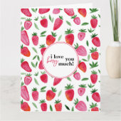 可愛い水色のイチゴ柄お好き サンキューカード (正面)