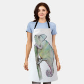 可愛い水色のカメレオン エプロン (着用した状態)