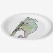 可愛い水色のカメレオン ペーパープレート (アングル)