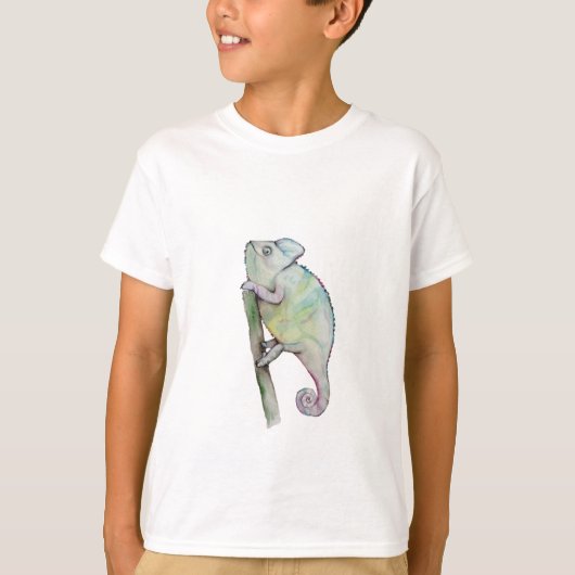 可愛い水色のカメレオン Tシャツ (正面)