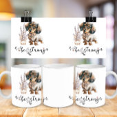 可愛い水色のダックスフント強い書道 コーヒーマグカップ