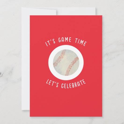 可愛い水色のルーキー野球2回目の誕生日 招待状 (裏面)