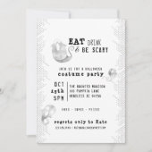 可愛い水色の幽霊ドリンク食べは怖いハロウィン 招待状 (正面)