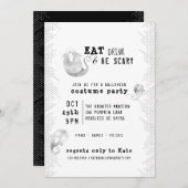 可愛い水色の幽霊ドリンク食べは怖いハロウィン 招待状 (正面/裏面)