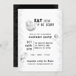 可愛い水色の幽霊ドリンク食べは怖いハロウィン 招待状