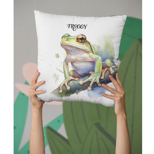 可愛い水色の木のカエルカスタム、 クッション
