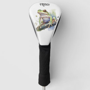 可愛い水色の木のカエルカスタム、 ゴルフヘッドカバー