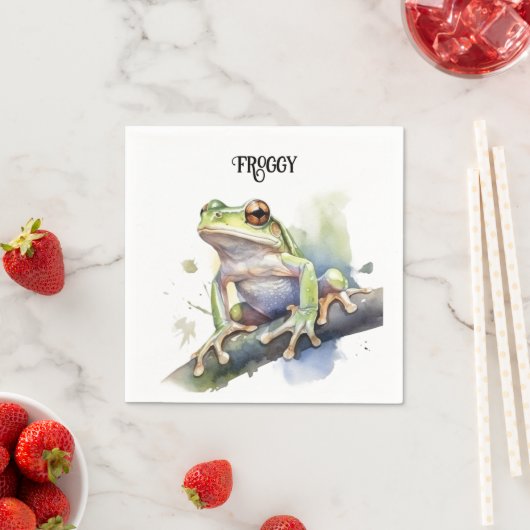可愛い水色の木のカエルカスタム、 スタンダードカクテルナプキン (インサイチュ)