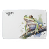 可愛い水色の木のカエルカスタム、 バスマット (正面)